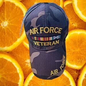 NWT DF Camo Air Force Veteran Hook and Loop Closure Adjustable Baseball Hat Cap